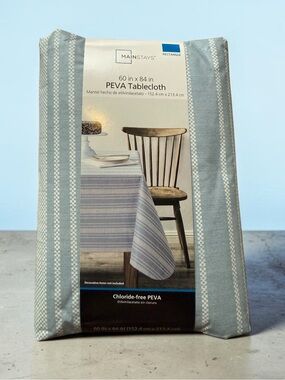 🫶🏻 Mainstays Blue Stripe PEVA Tablecloth 60 x 84”
